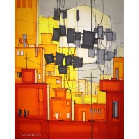 Salman Farooqi, Acrylic on Canvas, 24 x 30 Inch, Cityscape Painting, AC-SF-064